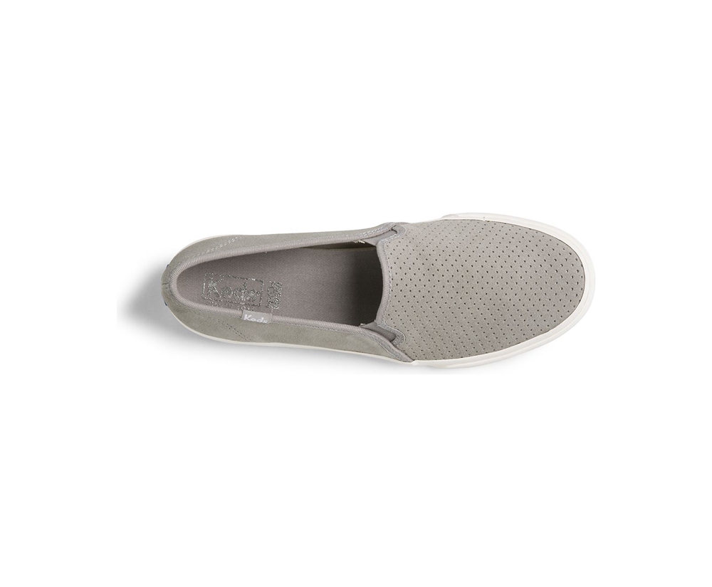 Slip On Γυναικεια - Keds Double Decker Perf Suede - Γκρι - BJIAO0592